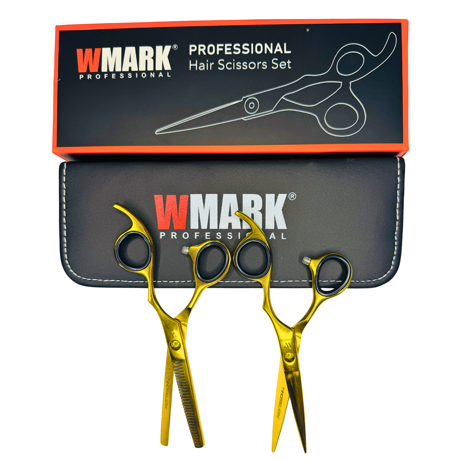 Tijera Peluqueria Wmark Profesional Corte Filo Navaja Y Esculpidora 6 Pulgada Gold