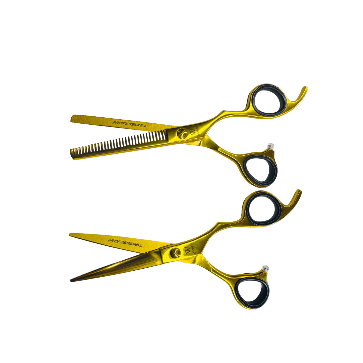 Tijera Peluqueria Wmark Profesional Corte Filo Navaja Y Esculpidora 6 Pulgada Gold