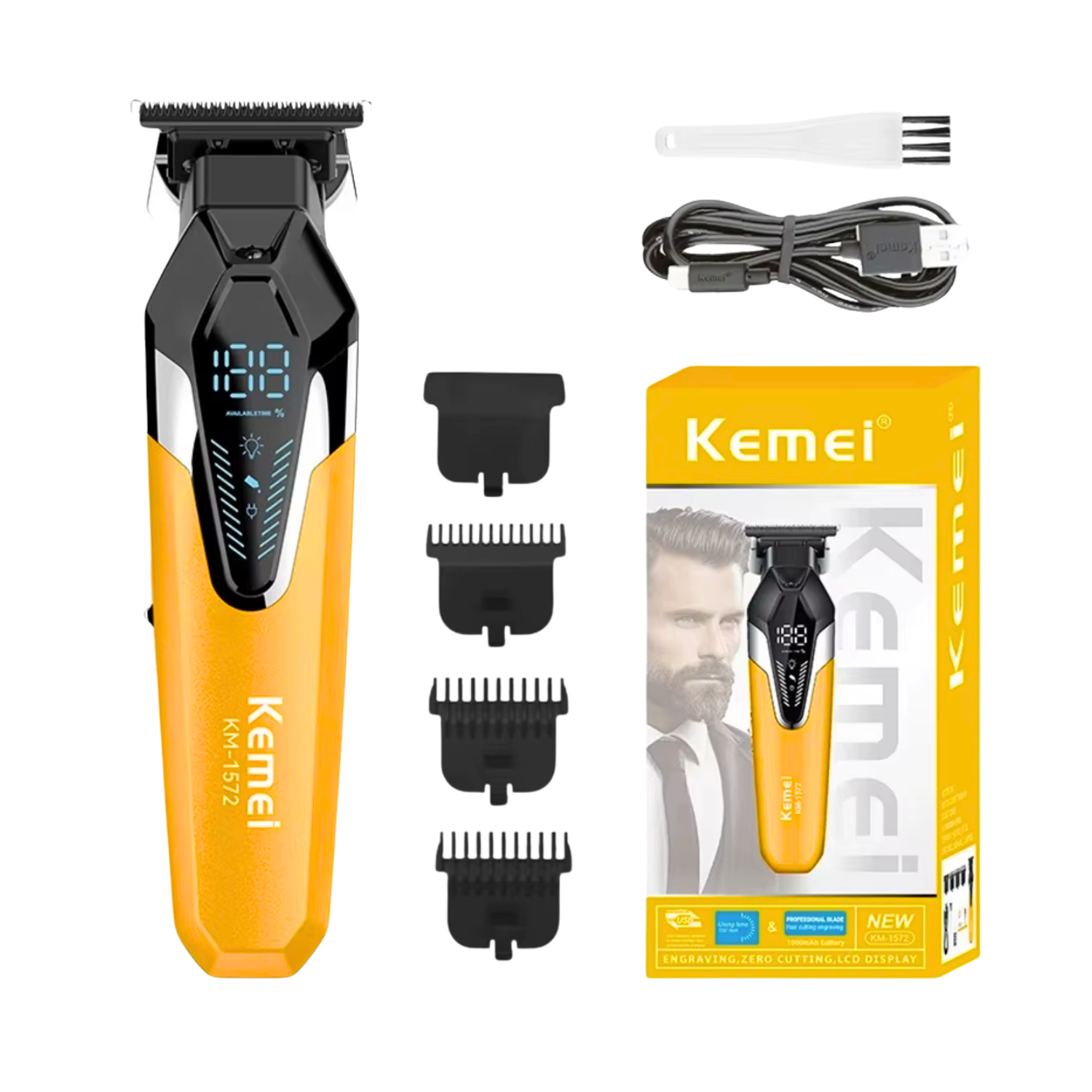 Combo Kemei Trimmer Kemei 1572 + Shever Kemei 1102 Negro