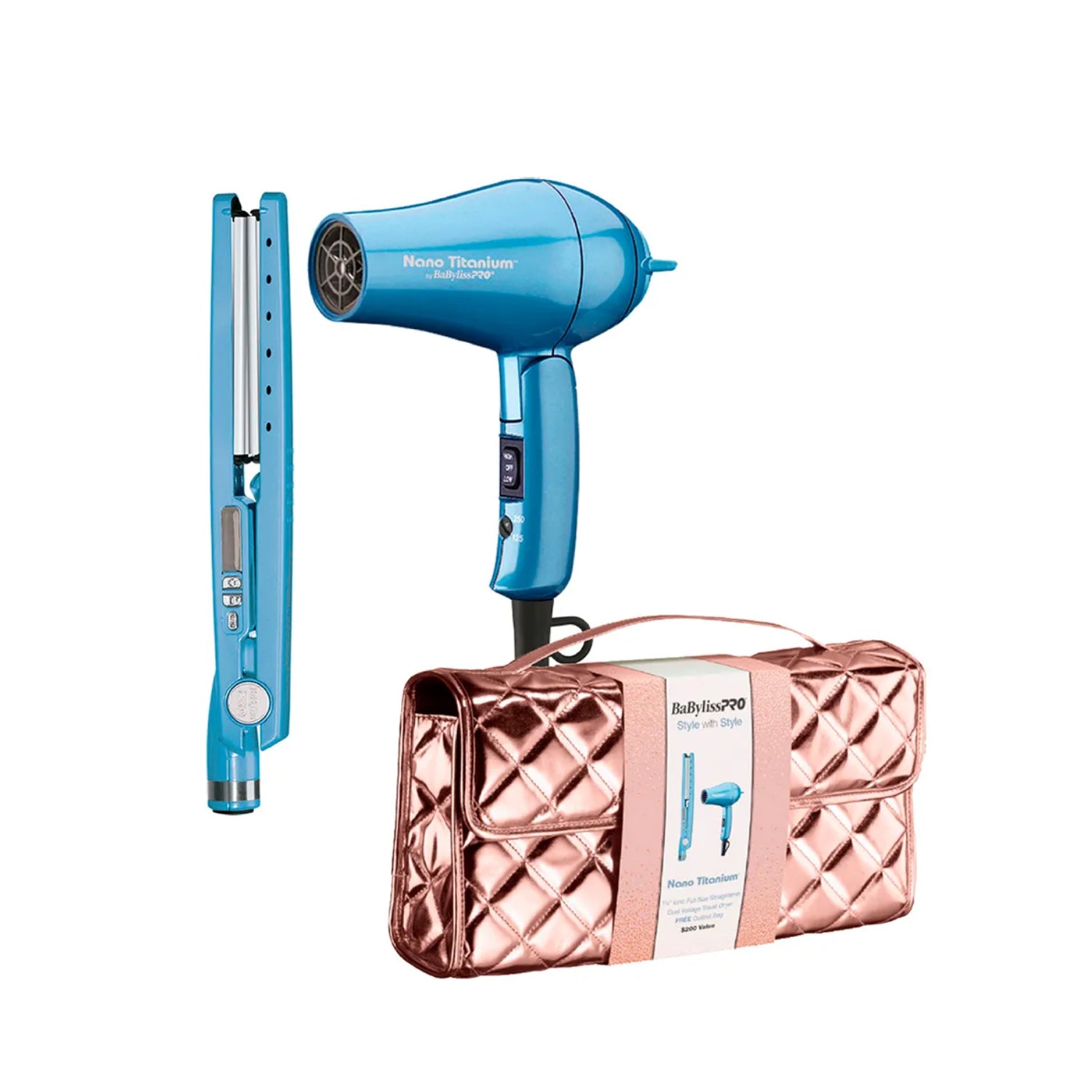 Belleza Y Cuidado Personal / Artículos De Belleza Para Profesionales / Artículos Profesionales Para El Cuidado Del Cabello / Planchas De Pelo Profesionales - Babyliss Kit Plancha Pelo Alisadora + Secador Mini Babyliss Bolso