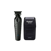 Combo Patillera Trimmer Kemei 2299 + Shever Kemei 1102 Color Negro