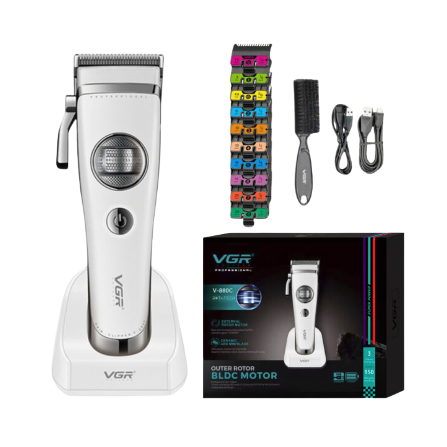 VGR V-880C Maquina Cortapelo Profesional 7200RPM Blanco