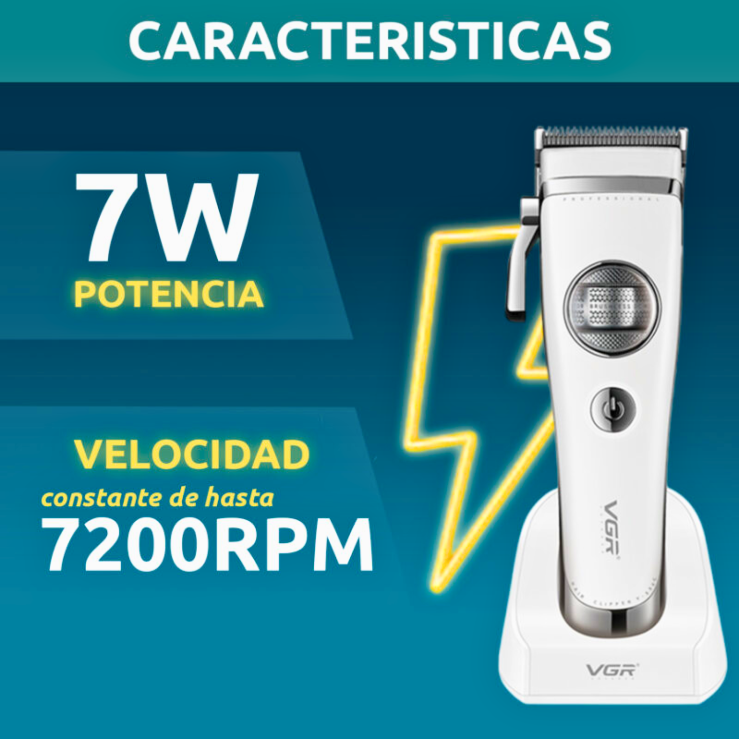VGR V-880C Maquina Cortapelo Profesional 7200RPM Blanco