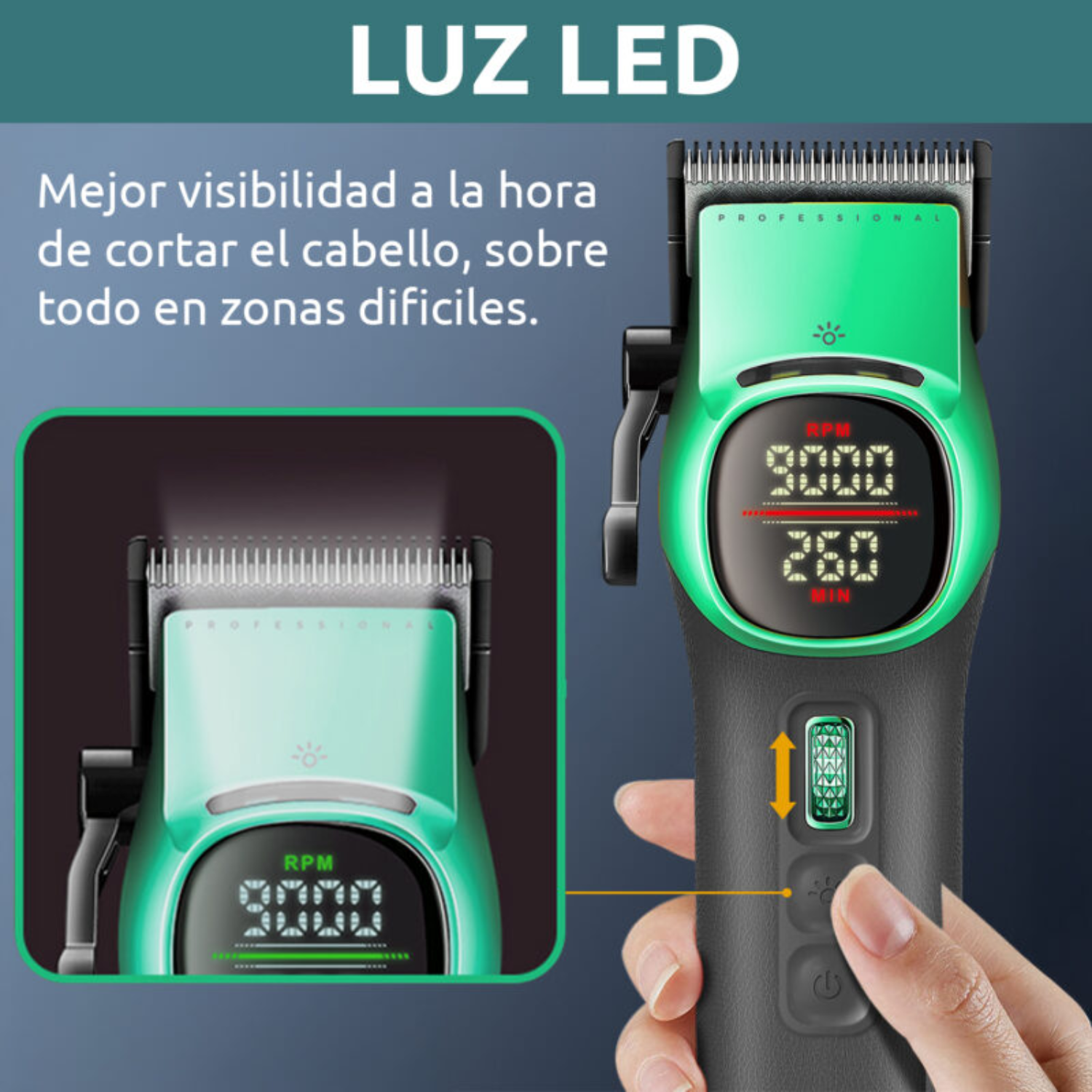 Máquina Cortar Pelo Barberia Clipper Vgr V-885c Profesional Color Verde