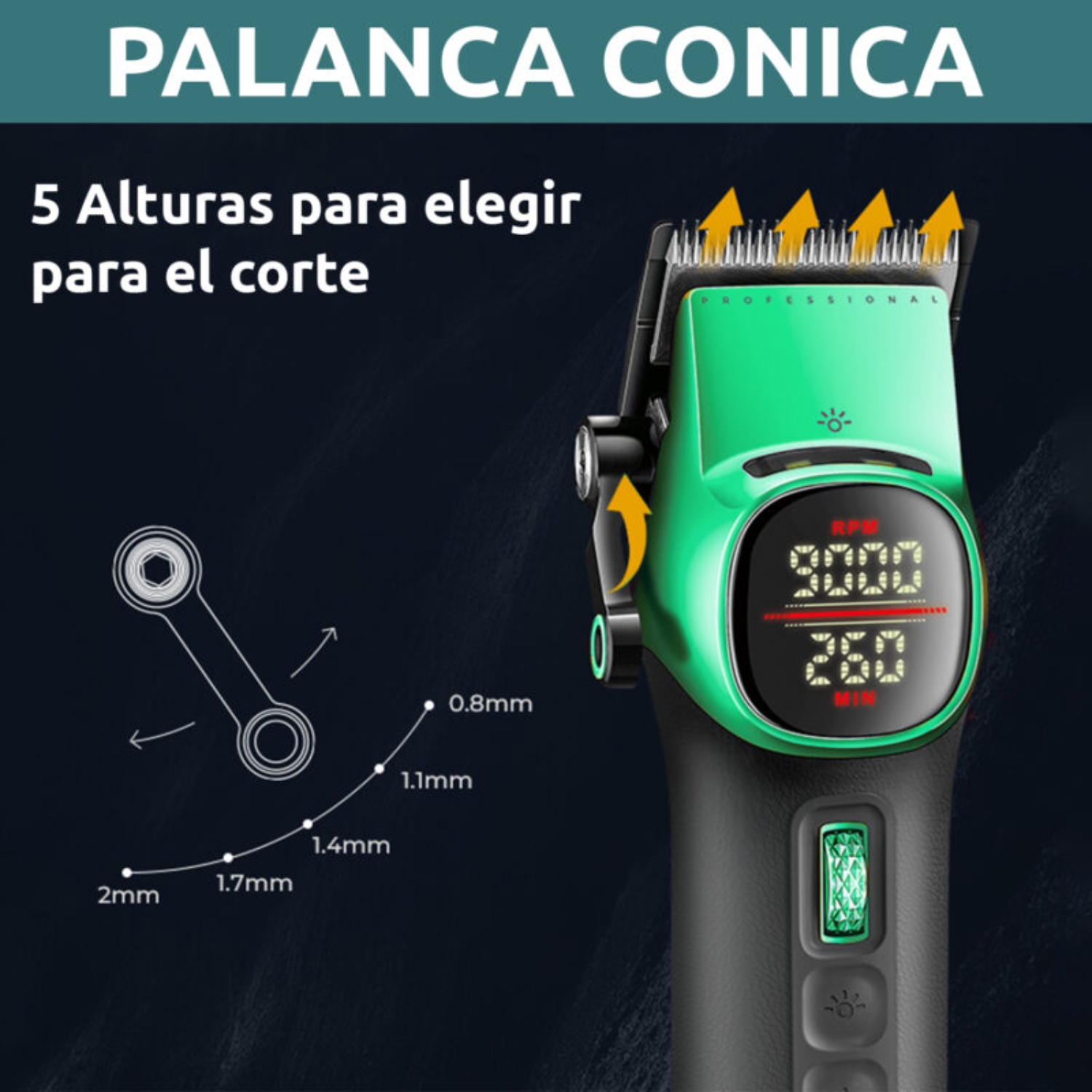 Máquina Cortar Pelo Barberia Clipper Vgr V-885c Profesional Color Verde