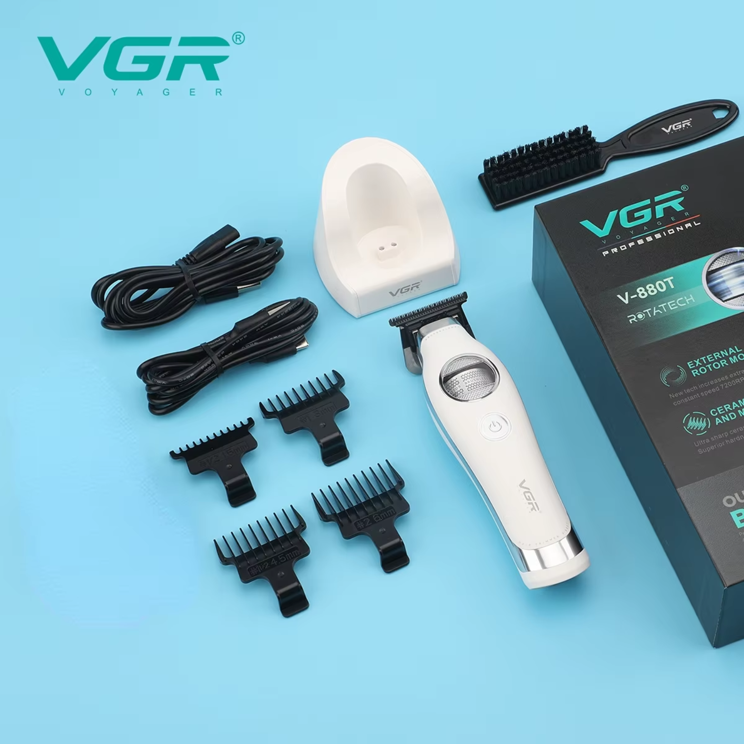 Patillera Profesional VGR V-880T con Motor BLDC 7200RPM Blanco