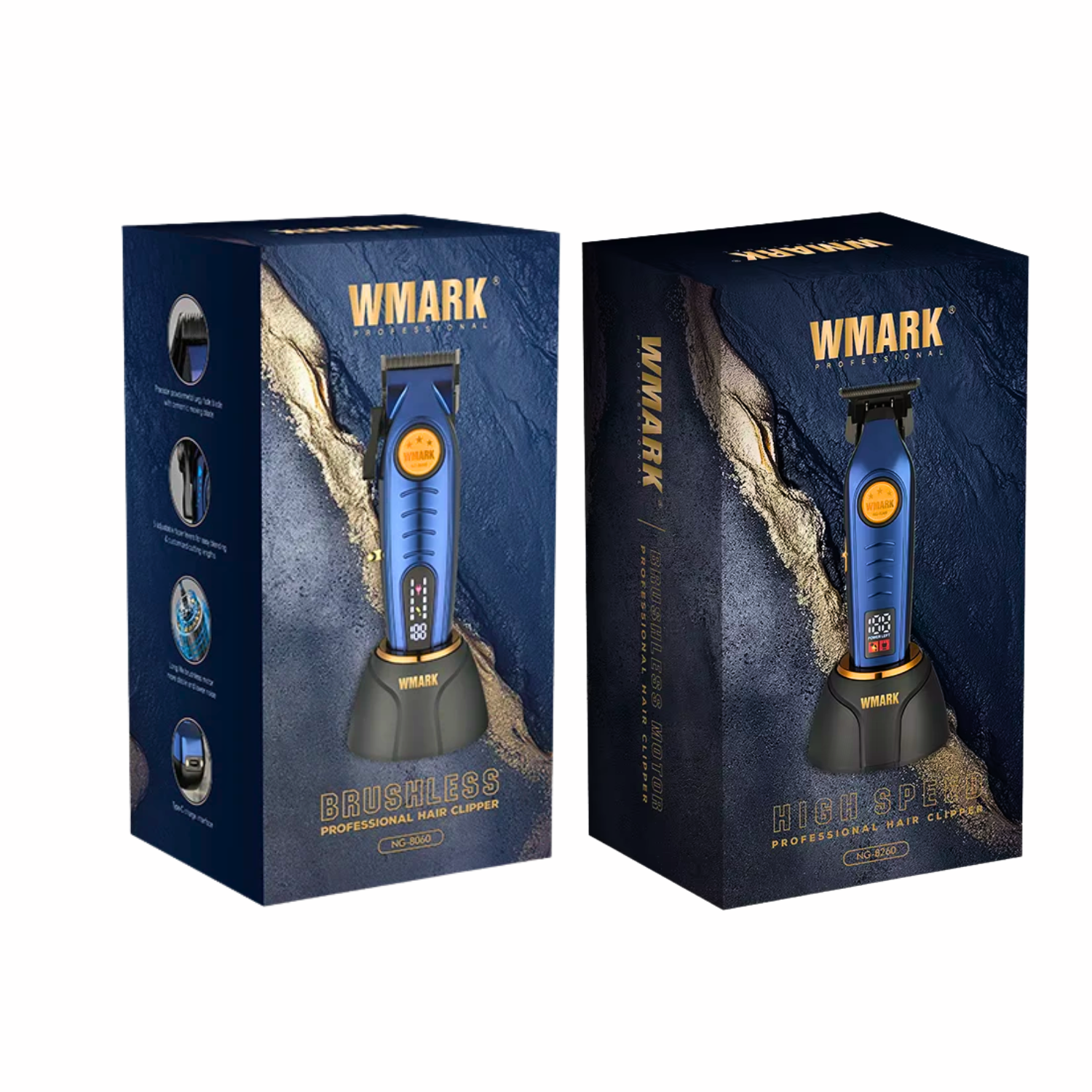 Barber Combo Wmark Professional Cortapelo NG8060 + Patillera NG8260 Azul