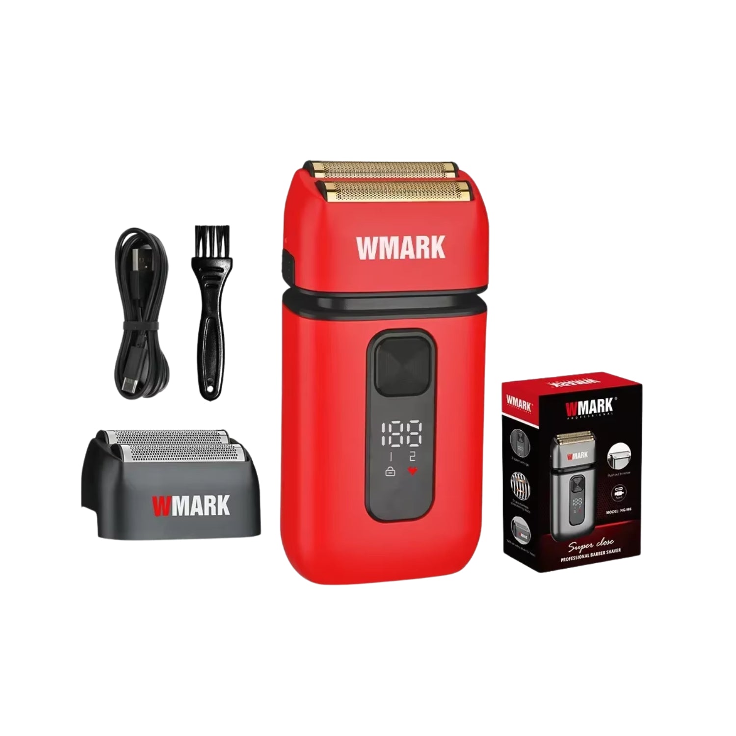 Afeitadoras - Maquina Wmark NG986 Afeitadora Inalambrica Rojo Shaver