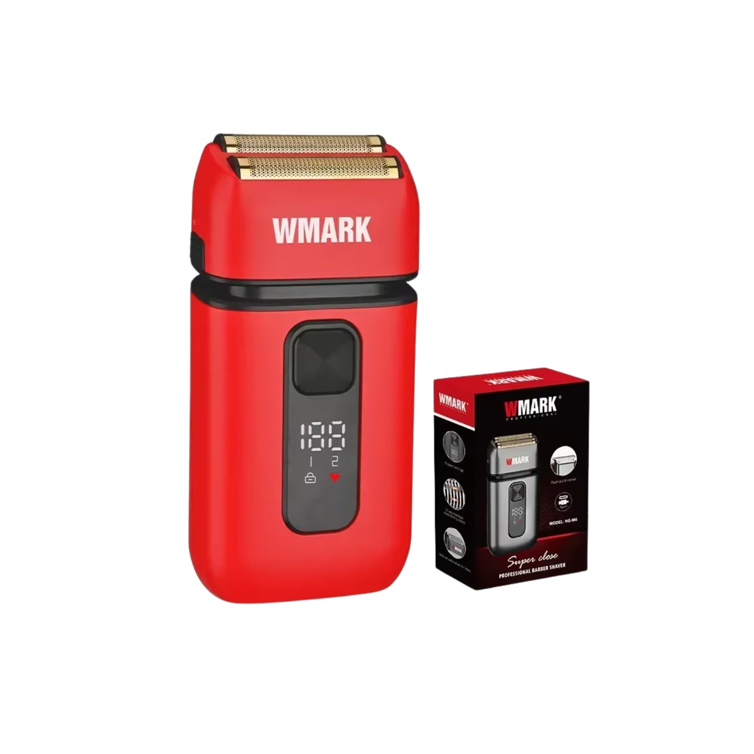 Afeitadoras - Maquina Wmark NG986 Afeitadora Inalambrica Rojo Shaver