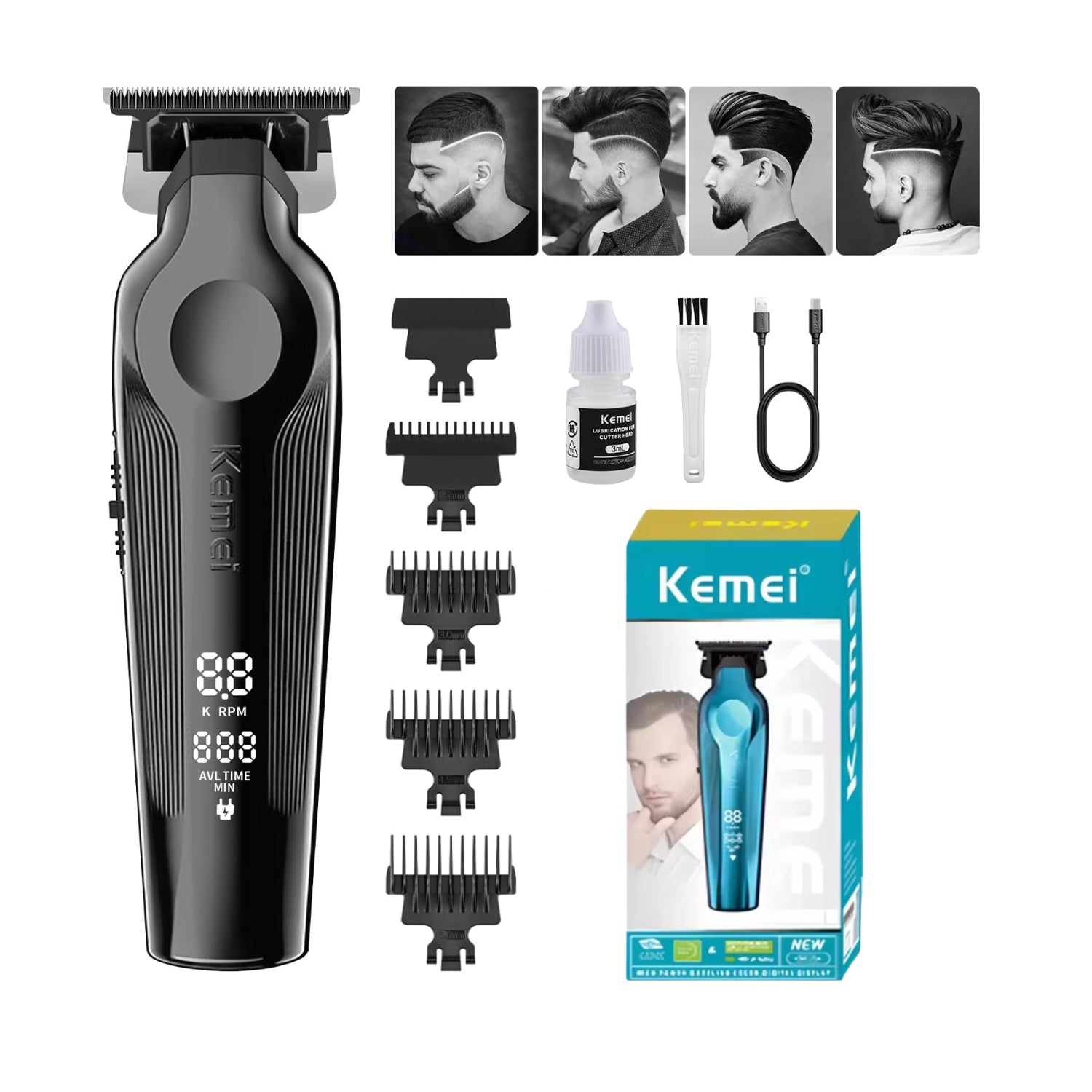 Trimmers - Maquina Patillera Trimmer Recargable Kemei KM-264 NEGRO