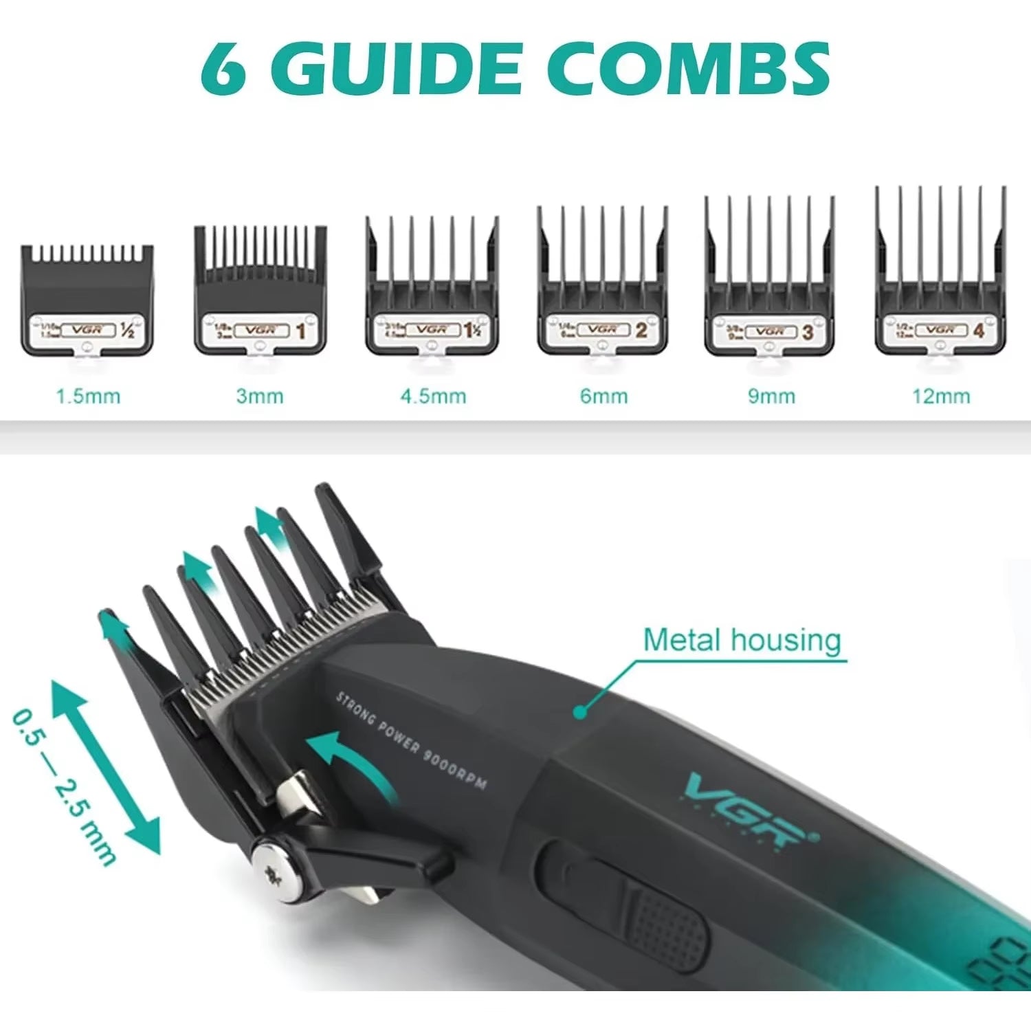 CORTAPELO PROFESIONAL - Máquina Cortapelo VGR003 Clipper Profesional 9000RPM Azul