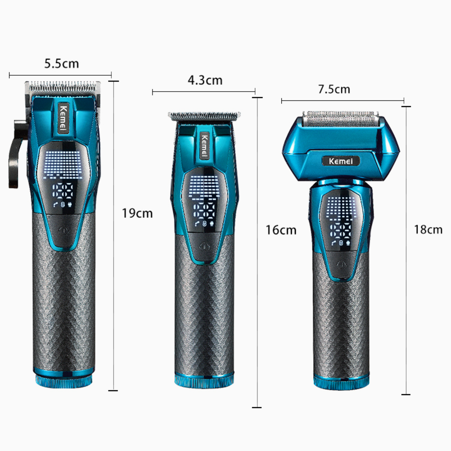Barber Combo Kemei KM-8559 Cortapelo + Patillera + Shaver Profesional – 3 en 1 Recargable