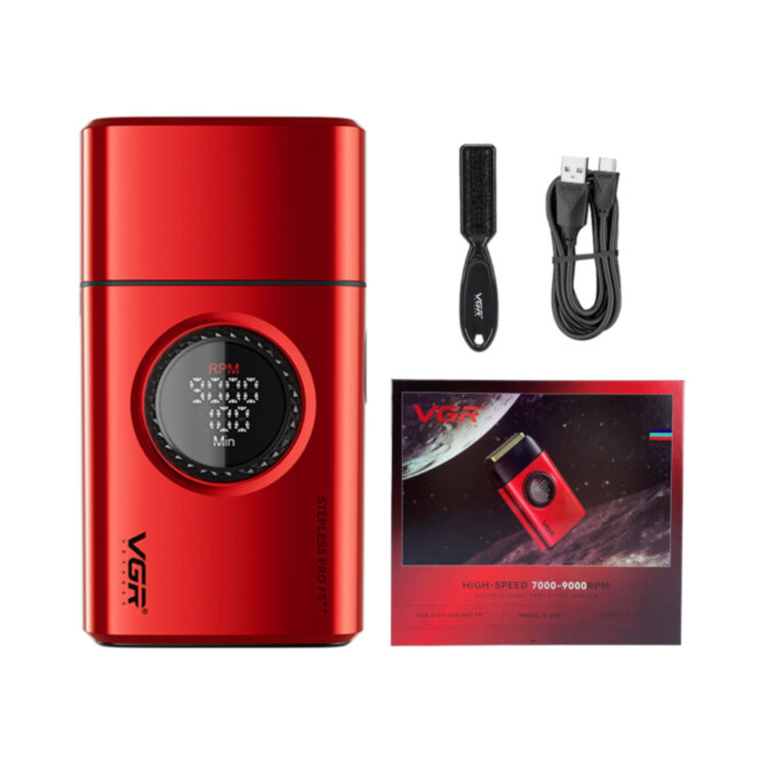 Afeitadora Eléctrica VGR V-377 de Titanio 9000RPM Rojo