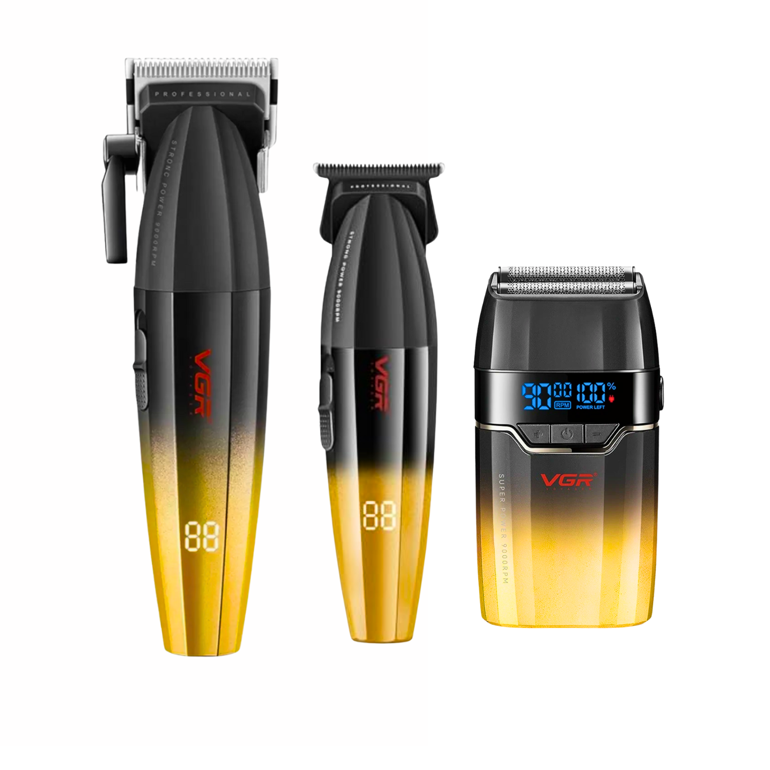Barber Combo VGR Cortapelo V003 + Patillera V906+ Shaver V308 Gold