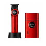 Combo VGR Profesional de Barbería Trimmer V-977 + Afeitadora V-377 Rojo
