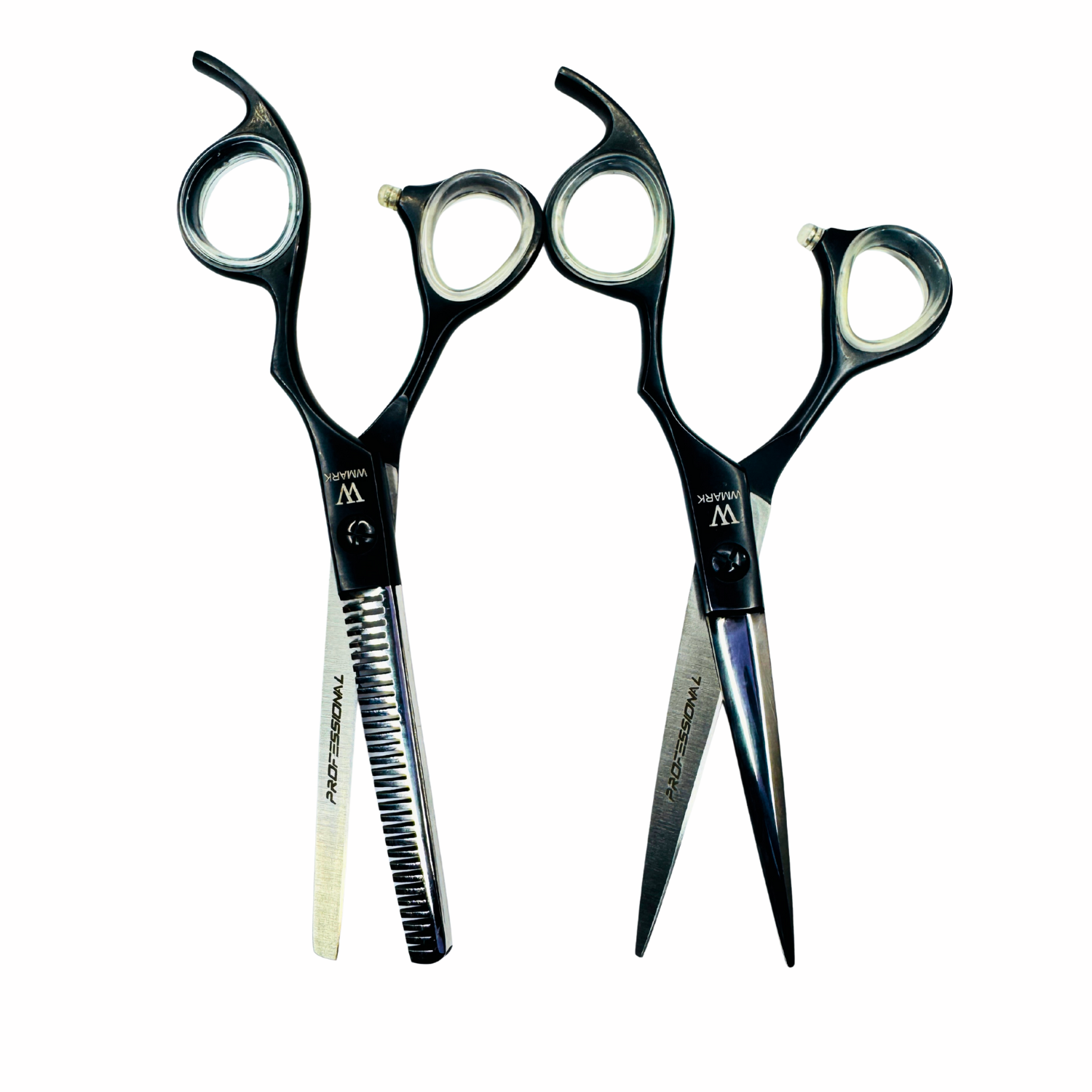 Tijera Peluqueria Wmark Profesional Corte Filo Navaja Y Esculpidora 6″ Silver/Negro