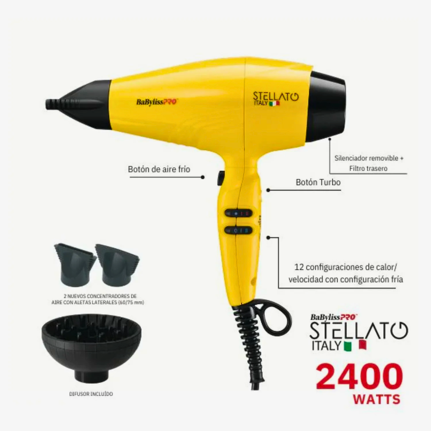 Secador de Pelo Babyliss Pro Stellato Rápido Evolution 2400W