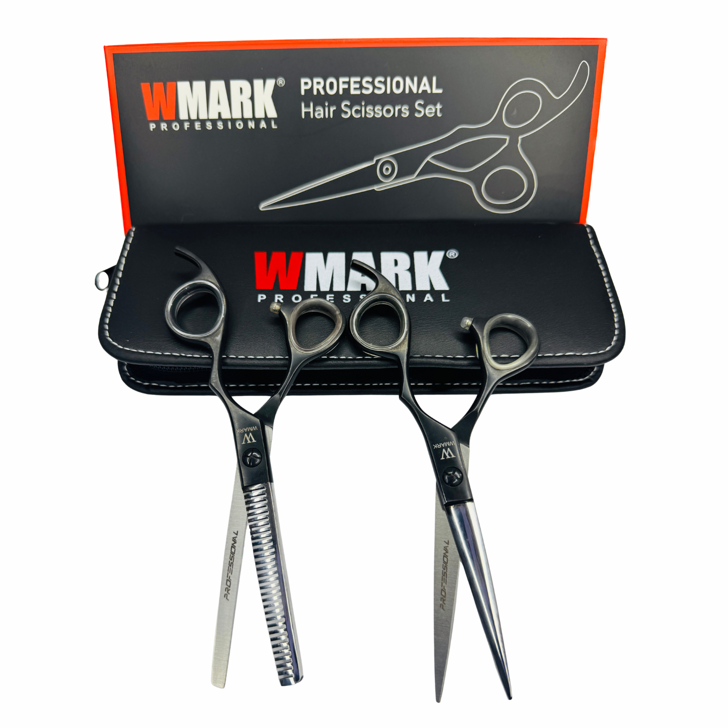 Tijera Peluqueria Wmark Profesional Corte Filo Navaja Y Esculpidora 6″ Silver/Negro