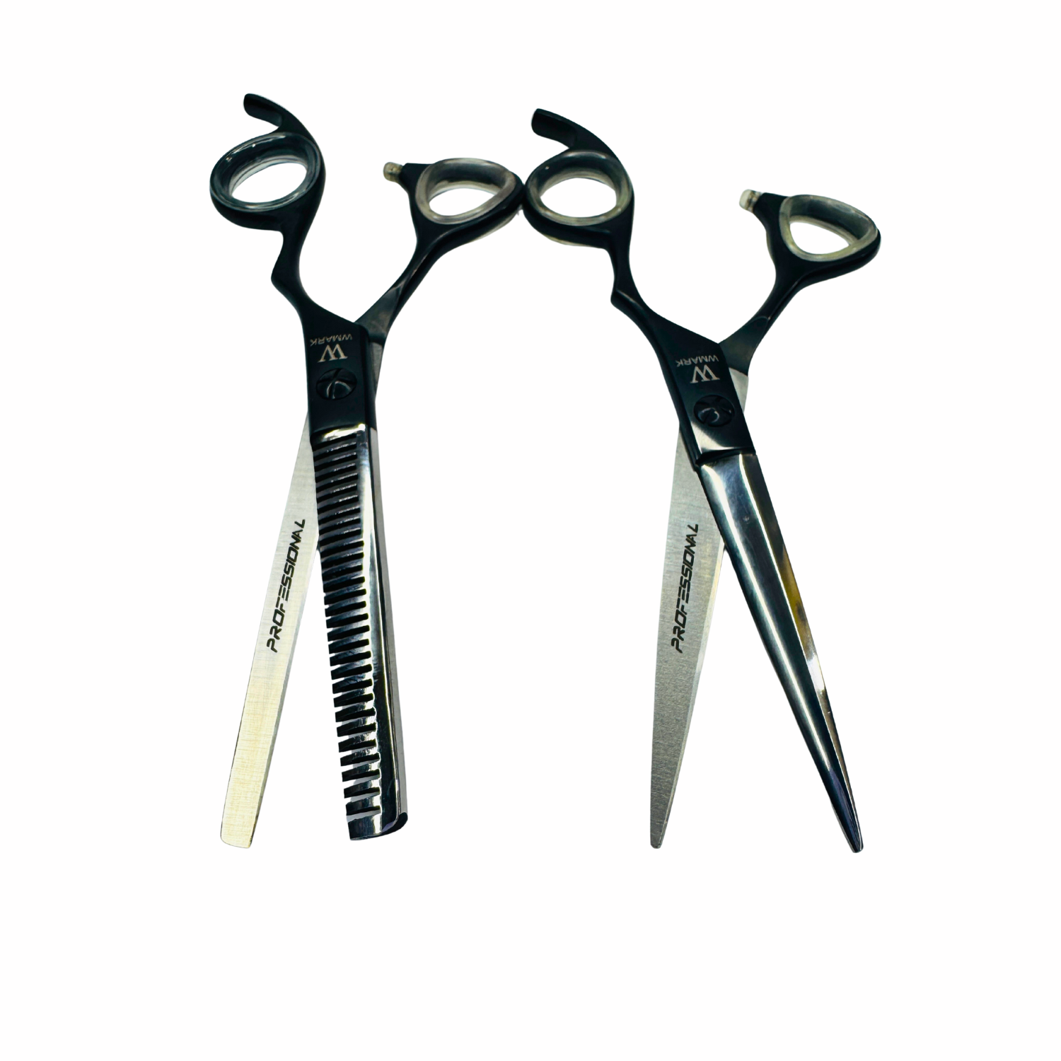 Tijera Peluqueria Wmark Profesional Corte Filo Navaja Y Esculpidora 6″ Silver/Negro