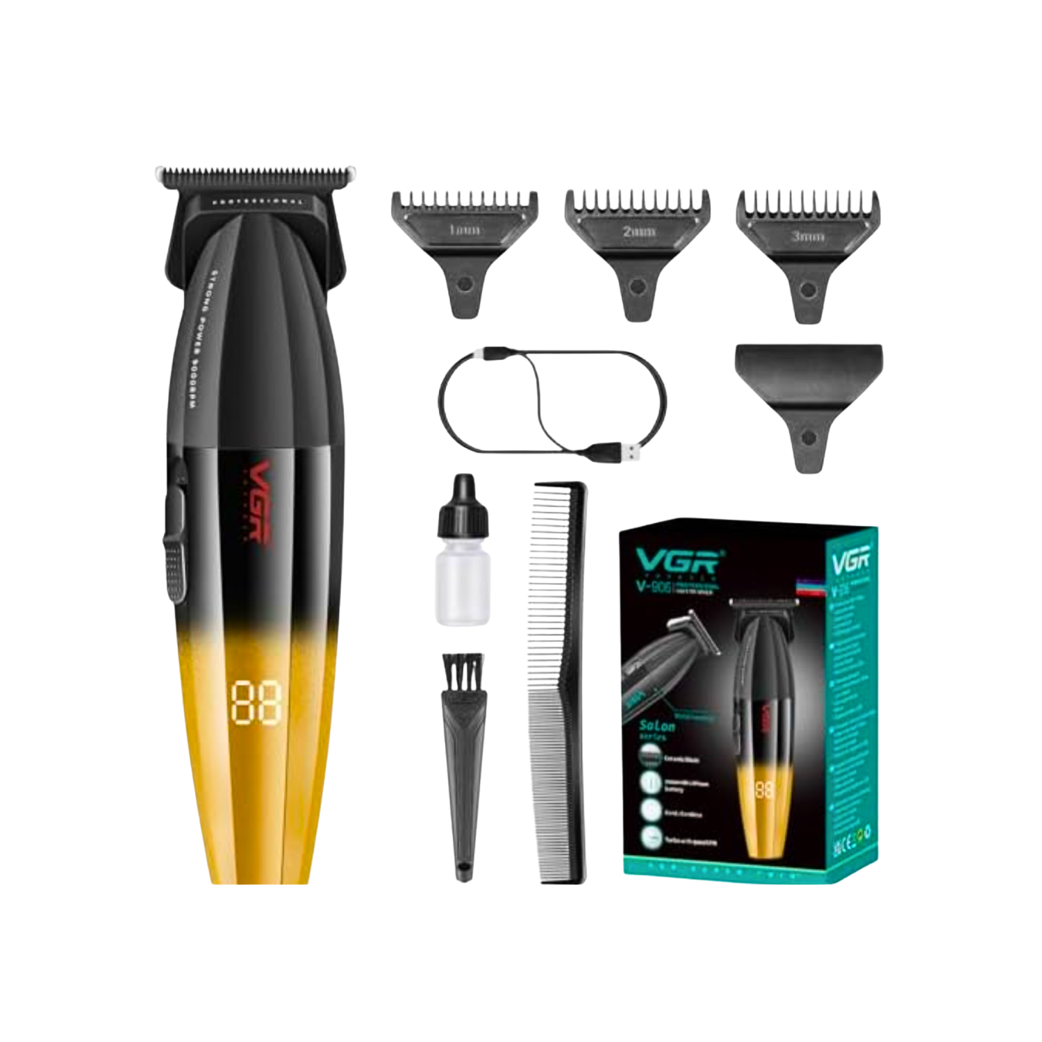 Barber Combo VGR Cortapelo V003 + Patillera V906+ Shaver V308 Gold
