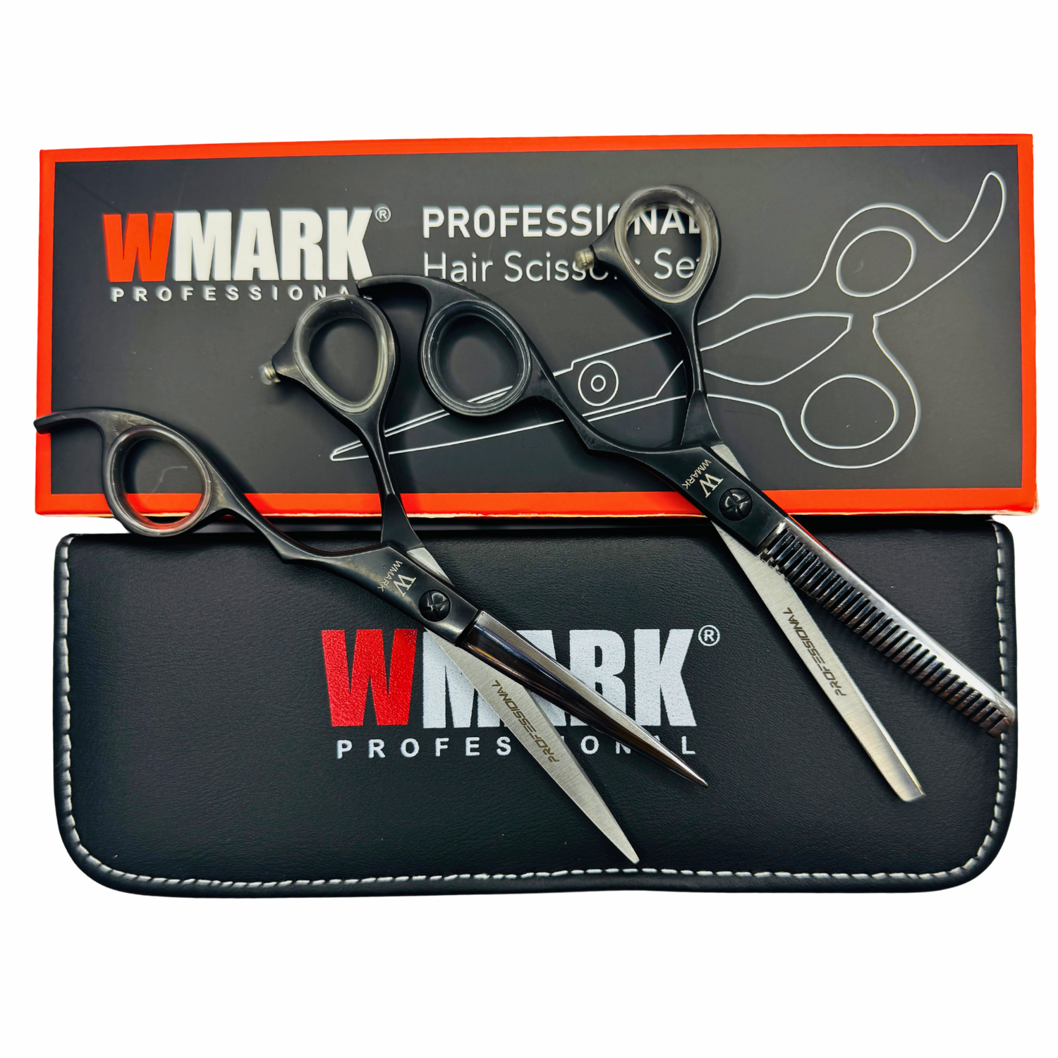 Tijera Peluqueria Wmark Profesional Corte Filo Navaja Y Esculpidora 6″ Silver/Negro