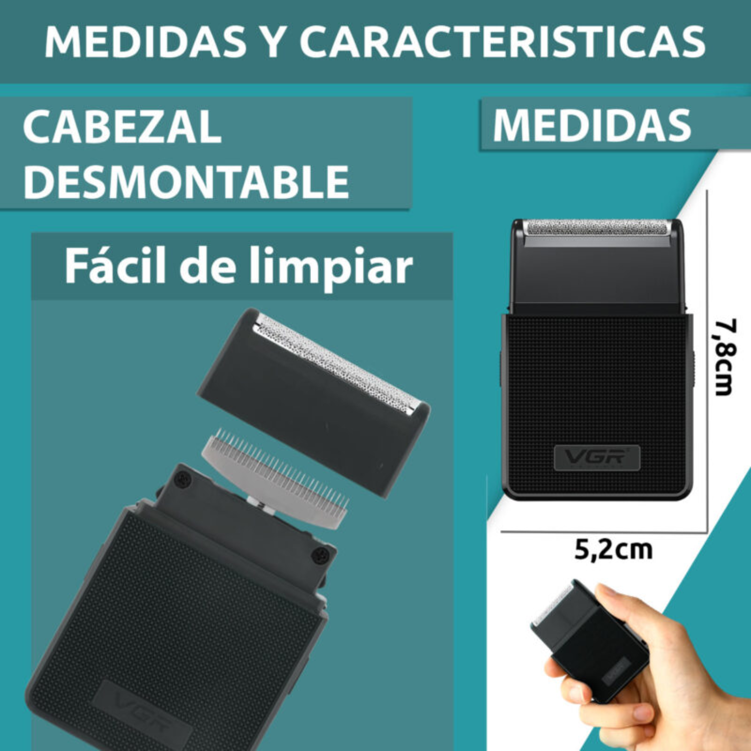 Afeitadora Eléctrica Hombre Portatil 2en1 Trimmer VGR V-376