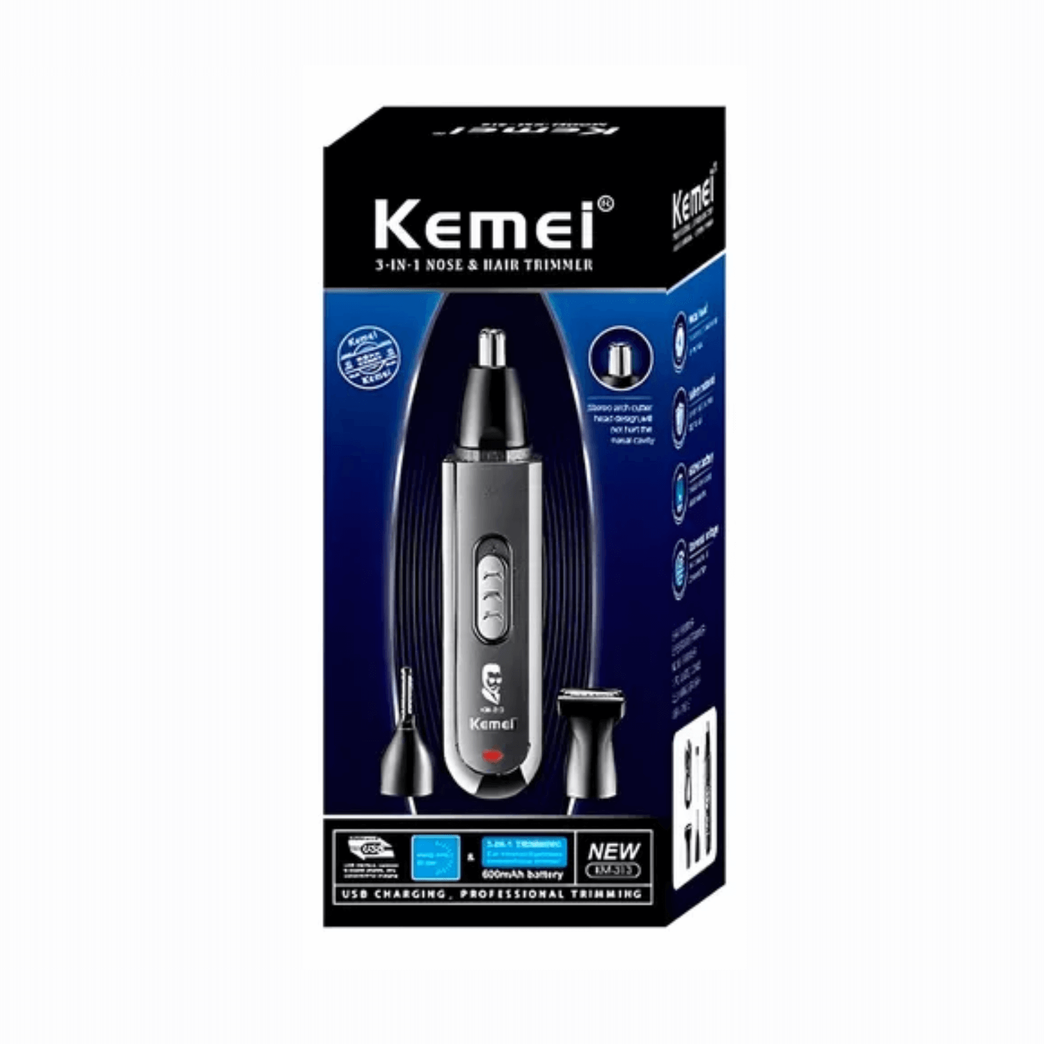 Belleza Y Cuidado Personal / Artículos De Belleza Para Profesionales / Artículos Profesionales Para El Cuidado Del Cabello / Accesorios Para Cabello Para Profesionales - Recortadora Nasal Barba Cejas Y Oído Recargable Kemei Km-313