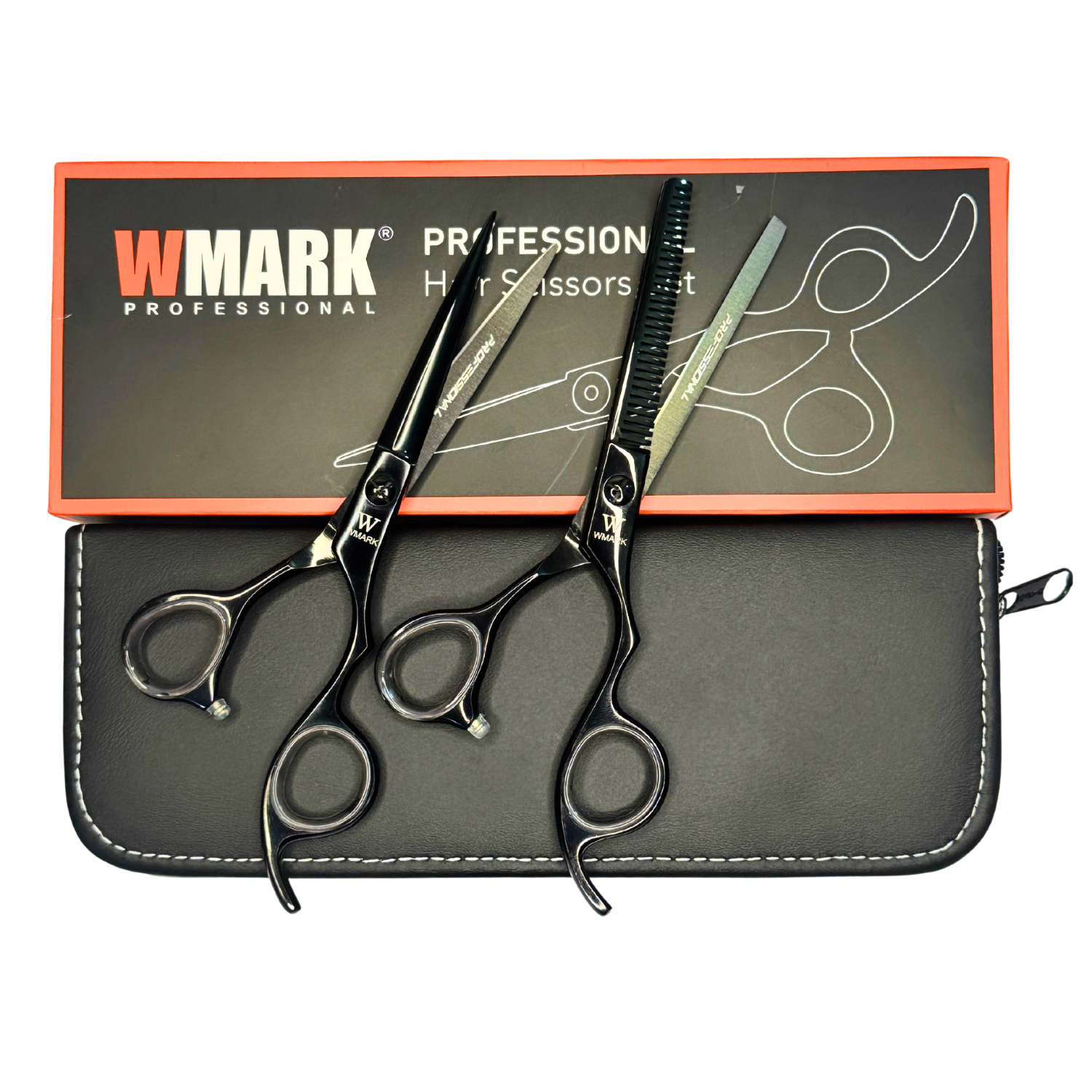 Tijera Peluqueria Wmark Profesional Corte Filo Navaja Y Esculpidora 6 Pulgada Negro