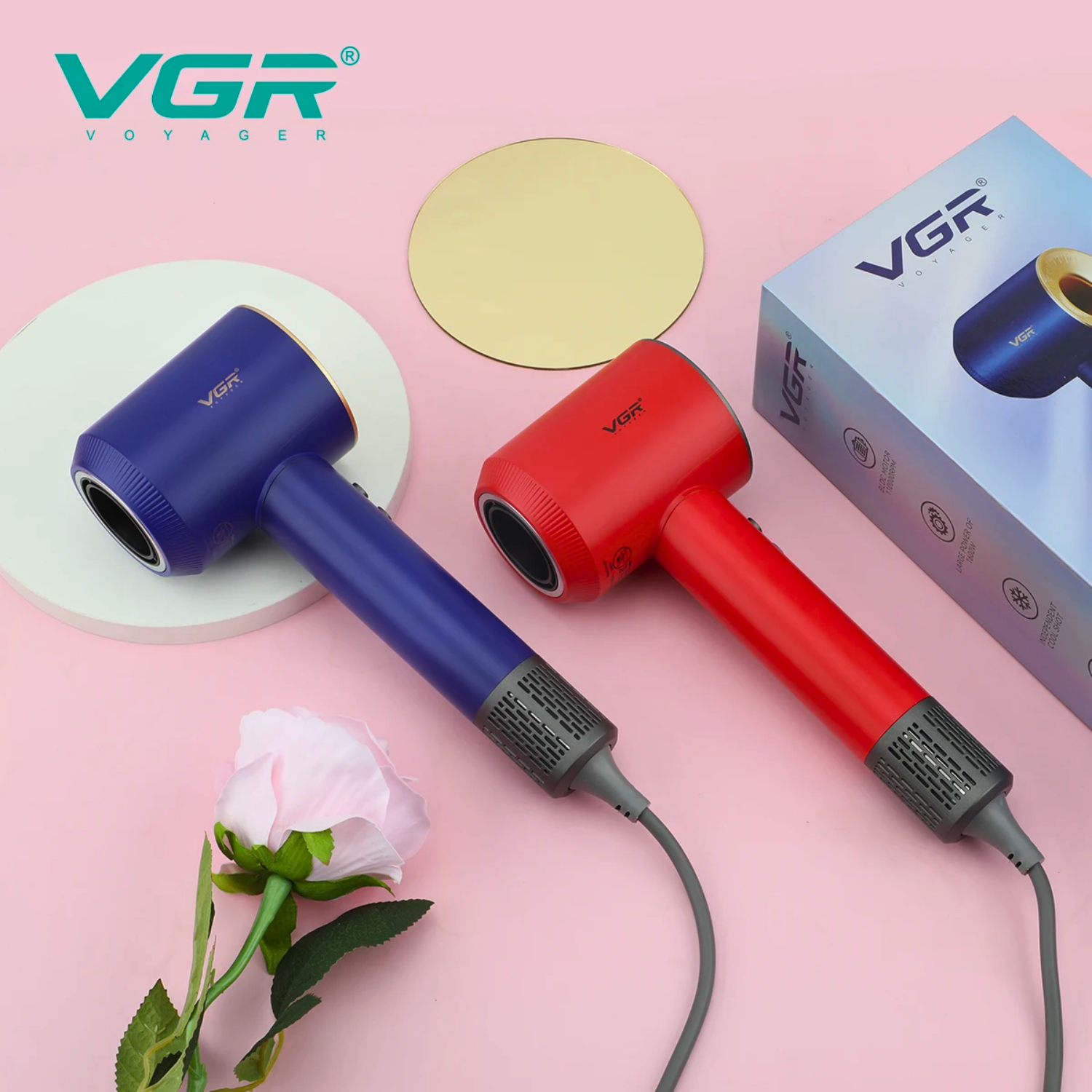 Secador De Pelo VGR Profesional V-445 110000rpm ROJO