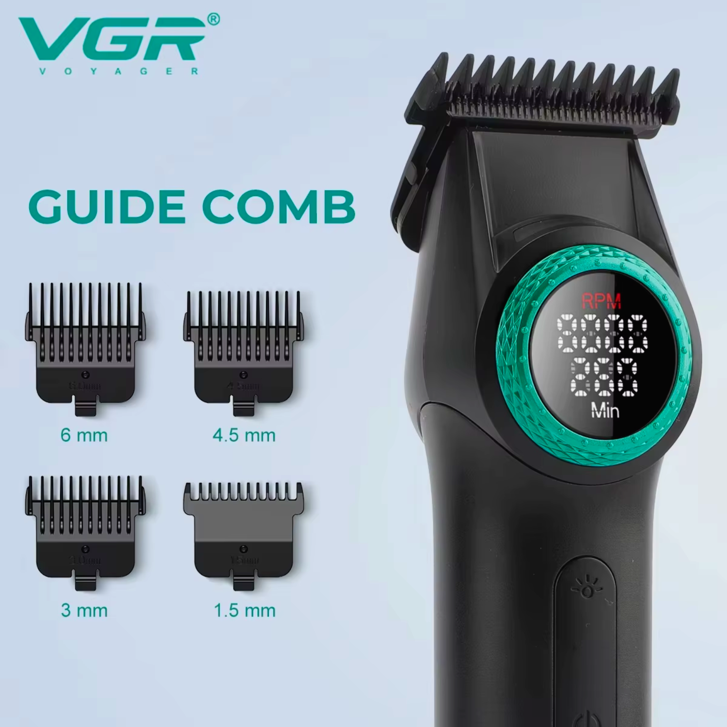 VGR Trimmer Profesional V977 Recargable 8000RPM Negro