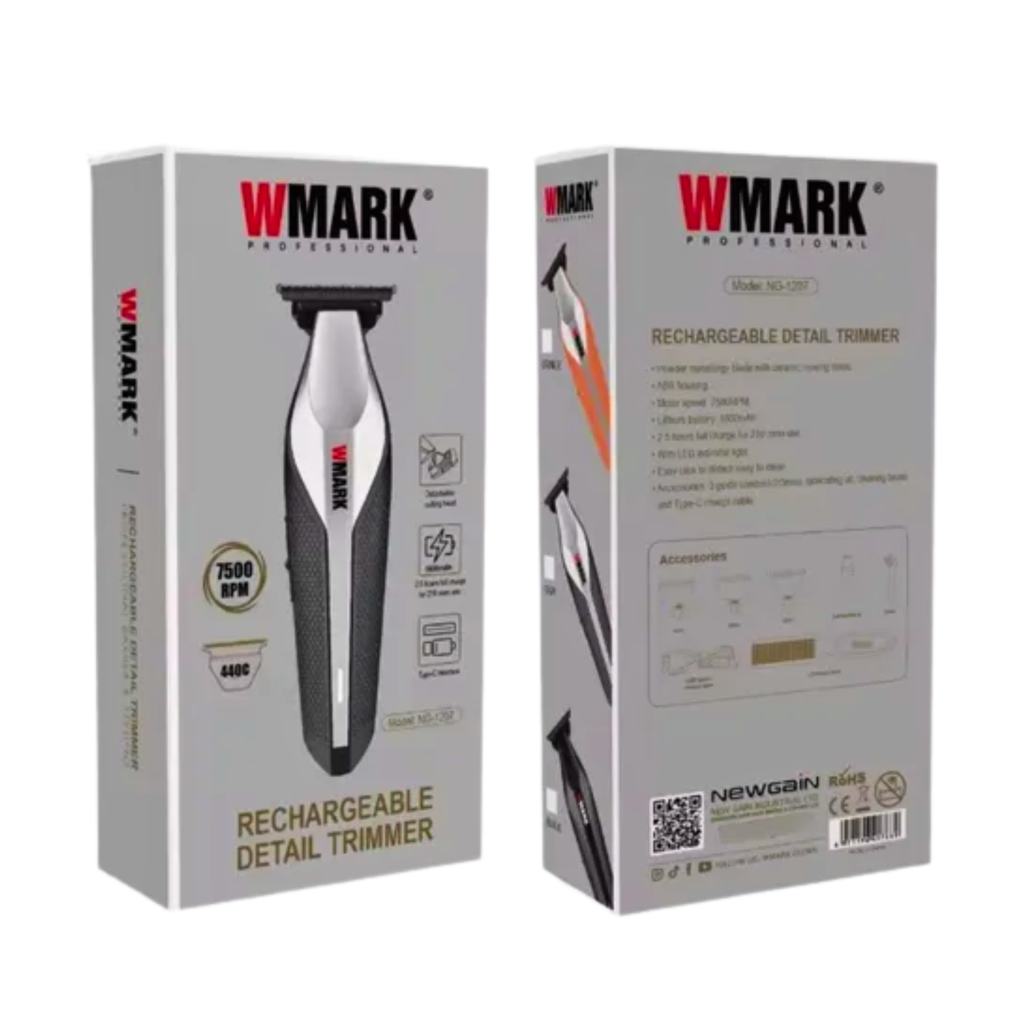 Maquina Detailer Wmark NG-1207 Recortadora de Pelo Inalámbrica Gris Oscuro