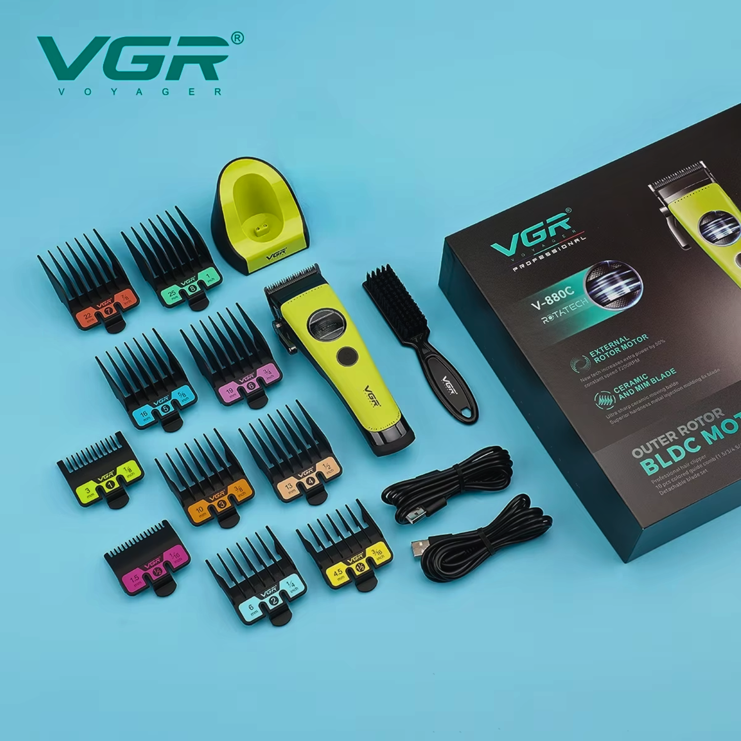 VGR V-880C Maquina Cortapelo Profesional 7200RPM Verde