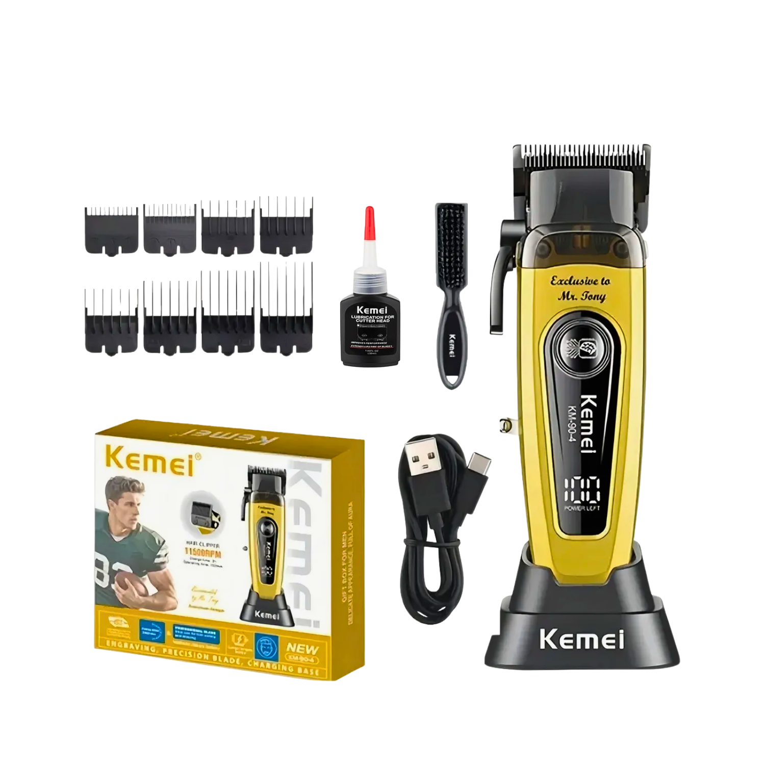 Kemei Clipper Km-90-4 11,500 Rpm Dlc Blade Color Dorado