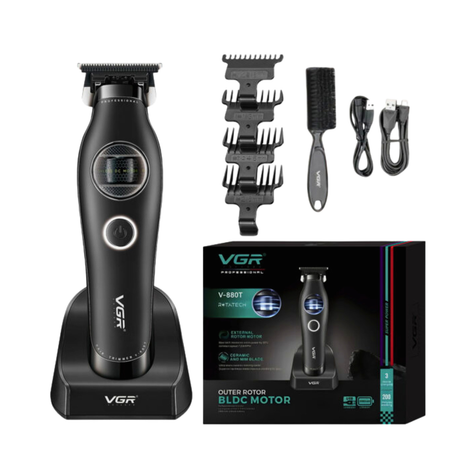 Maquina de cortar Pelo Trimmer Vgr V-880t 7200RPM Negro