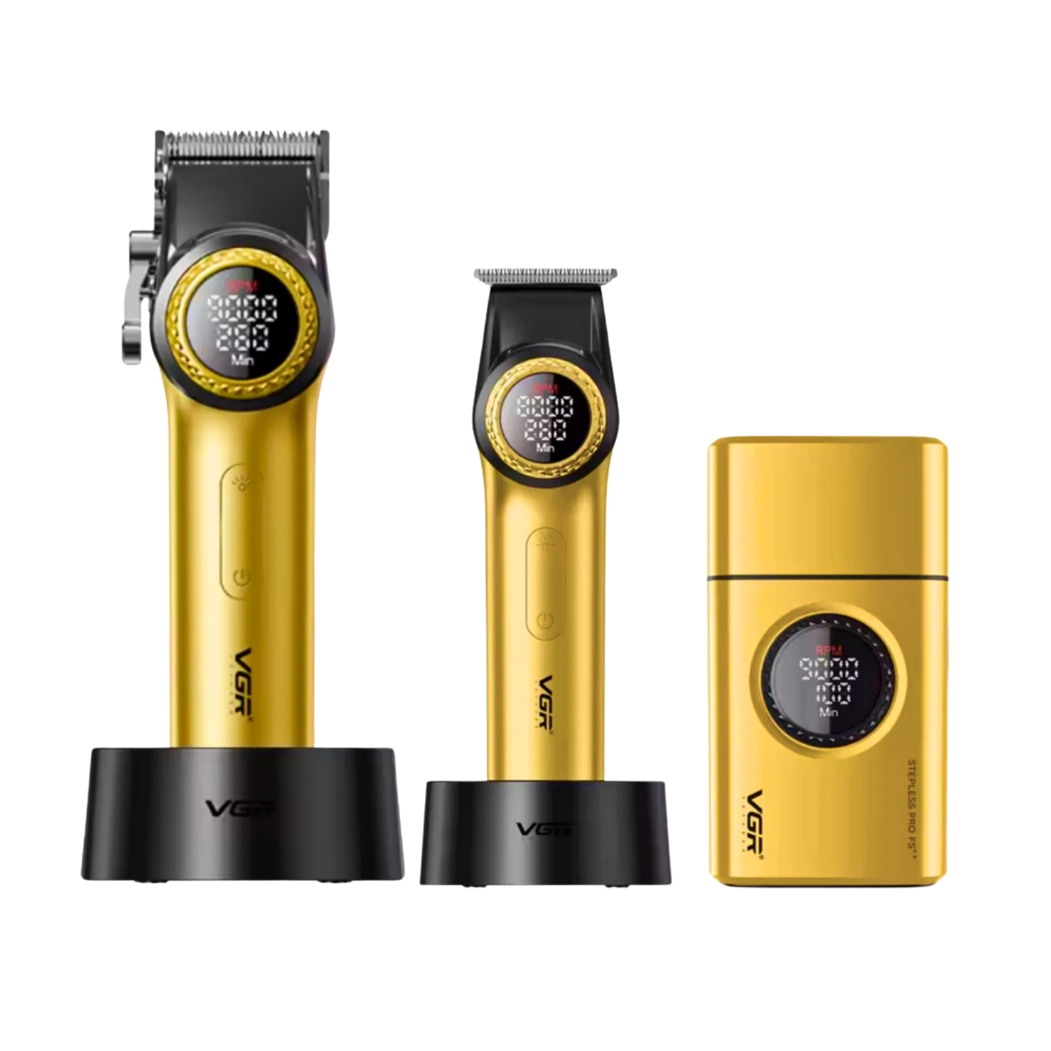 Barber Combo VGR Cortapelo V001 + Patillera V977+ Shaver V377 Gold