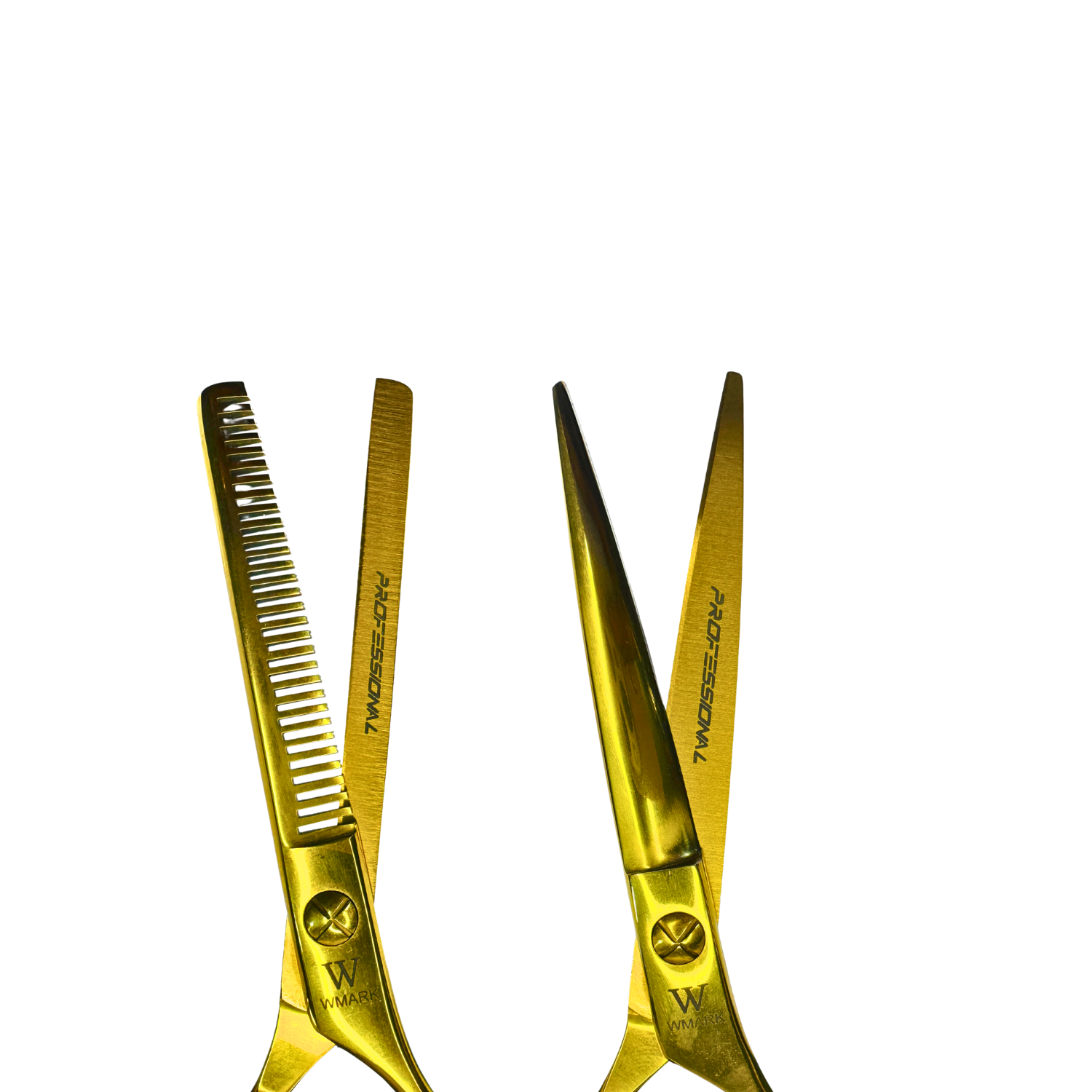 Tijera Peluqueria Wmark Profesional Corte Filo Navaja Y Esculpidora 6 Pulgada Gold