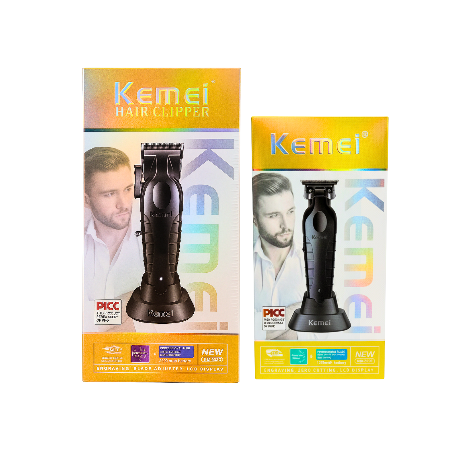 Combo Kemei Máquina Cortapelo KM-2296 + KM-2299 con Base de Carga