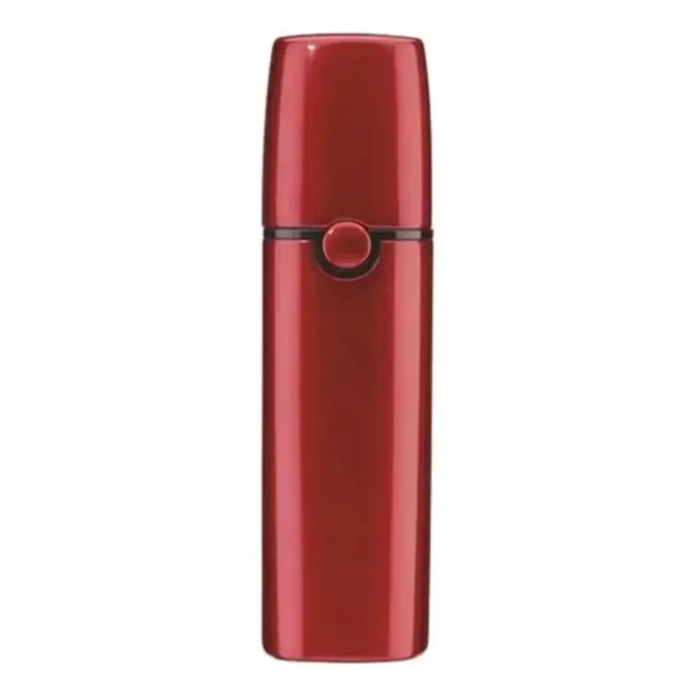 Termo metálico rojo con banda negra, perfecto para usar con la Afeitadora Shaver BaBylissPRO