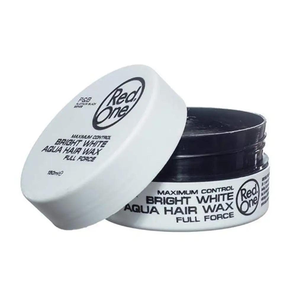 Envase de cera capilar Red One Aqua Hair Wax Bright White 150ml con base negra