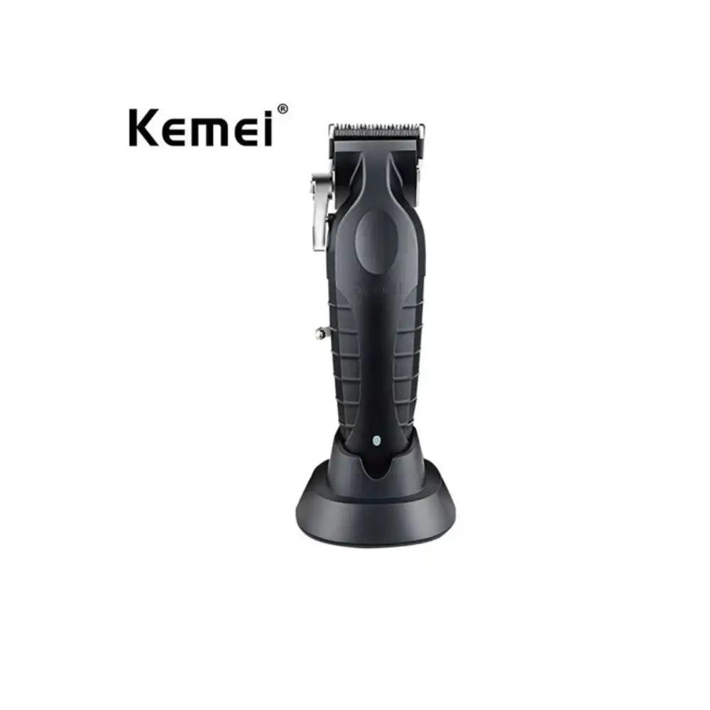 Kemei Combo Profesional con trimmer negro de acero inoxidable y base de carga