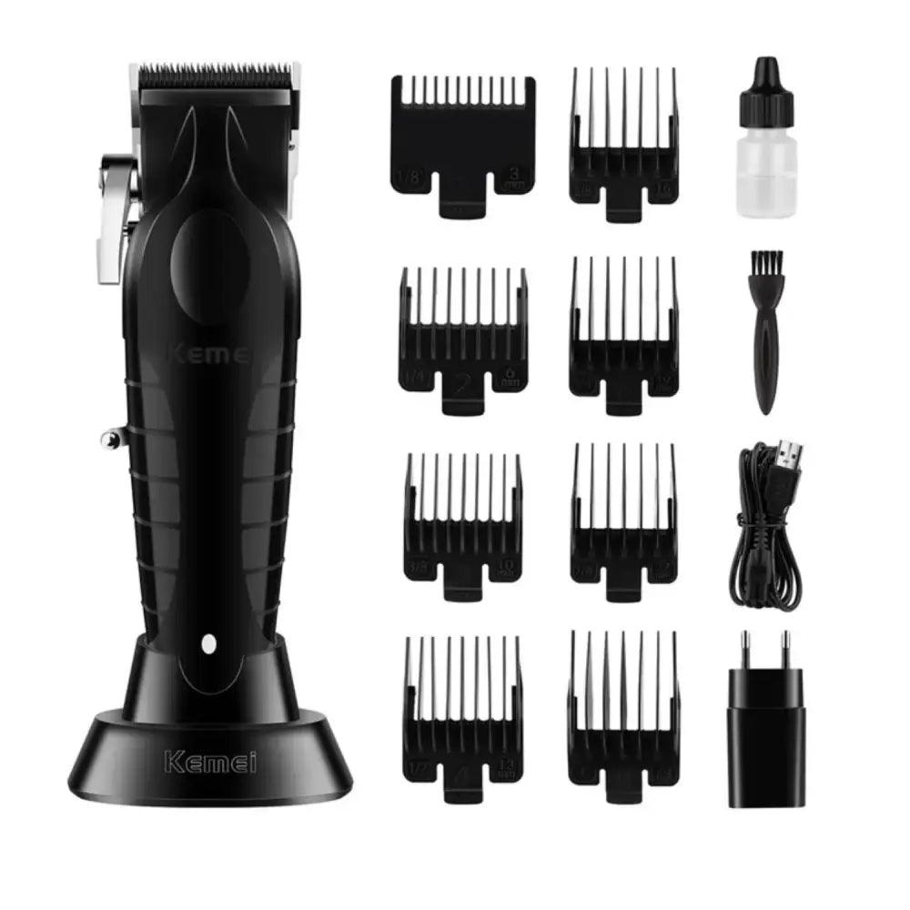 Cortadora Kemei Combo Profesional KM 2296 y KM 2299 con accesorios y guardas de acero inoxidable