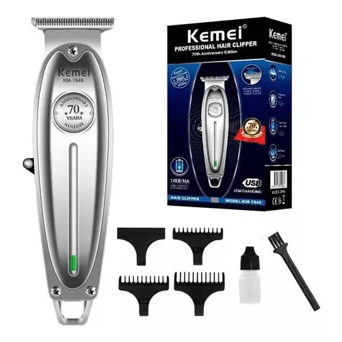Trimmers - Cortadora Kemei KM-1949 Trimmer Recargable Profesional Plata