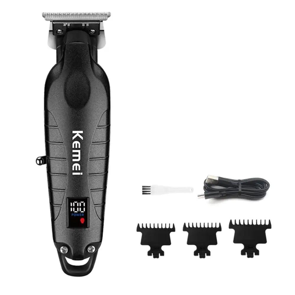 Cortadora Profesional Kemei KM-2293 con pantalla digital y tres peines adjuntos