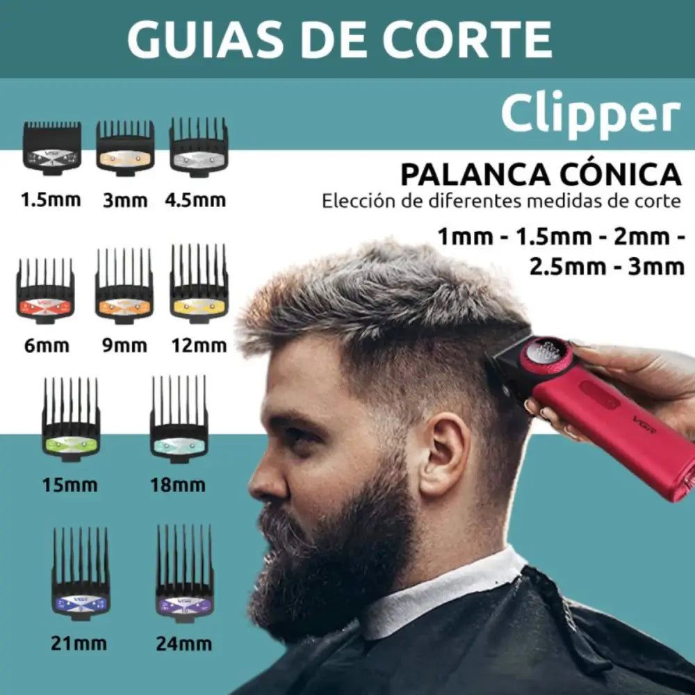 Guías de corte para Cortapelo VGR 001, cabello color rojo, de 1.5mm a 24mm