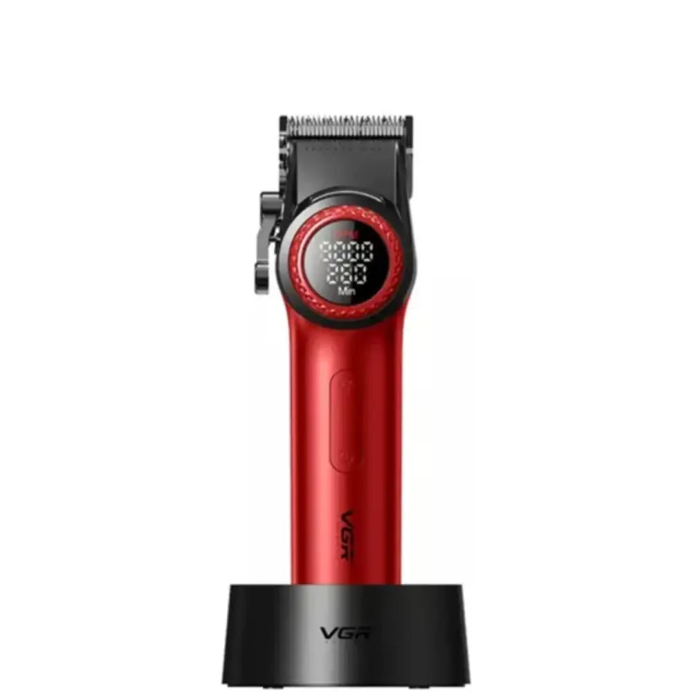 Cortapelo Vgr 001 rojo 9000rpm con pantalla digital y base de carga