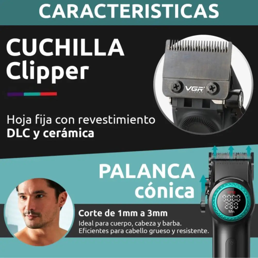 Cortapelo Vgr 001 para cabello color rojo con cuchilla cerámica 9000rpm