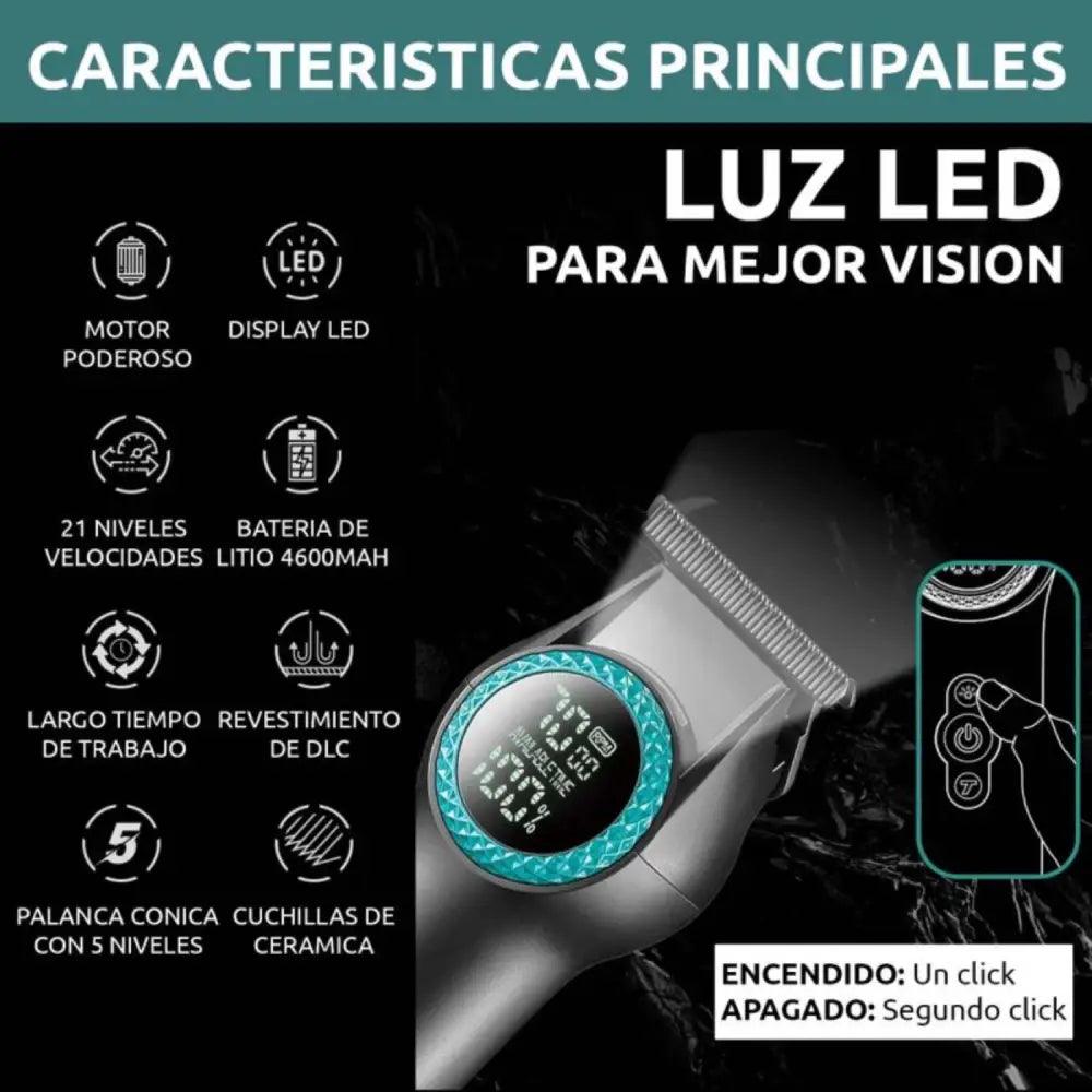 Cortapelo VGR001 clipper profesional con luz LED y cuchillas de cerámica