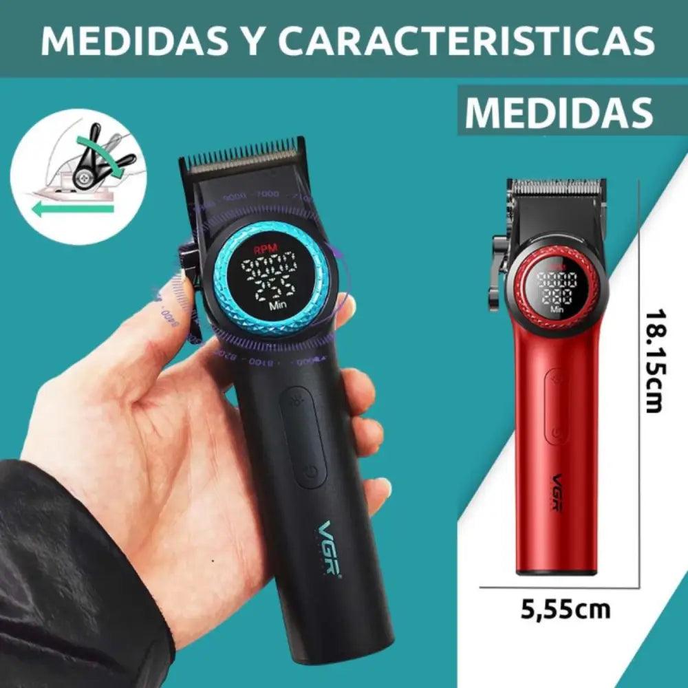 Cortapelo VGR001 clipper profesional inalámbrico con pantalla digital en negro y rojo