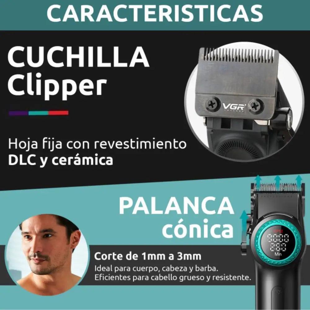 Cortapelo VGR001 clipper profesional con cuchilla cerámica y palanca ajustable
