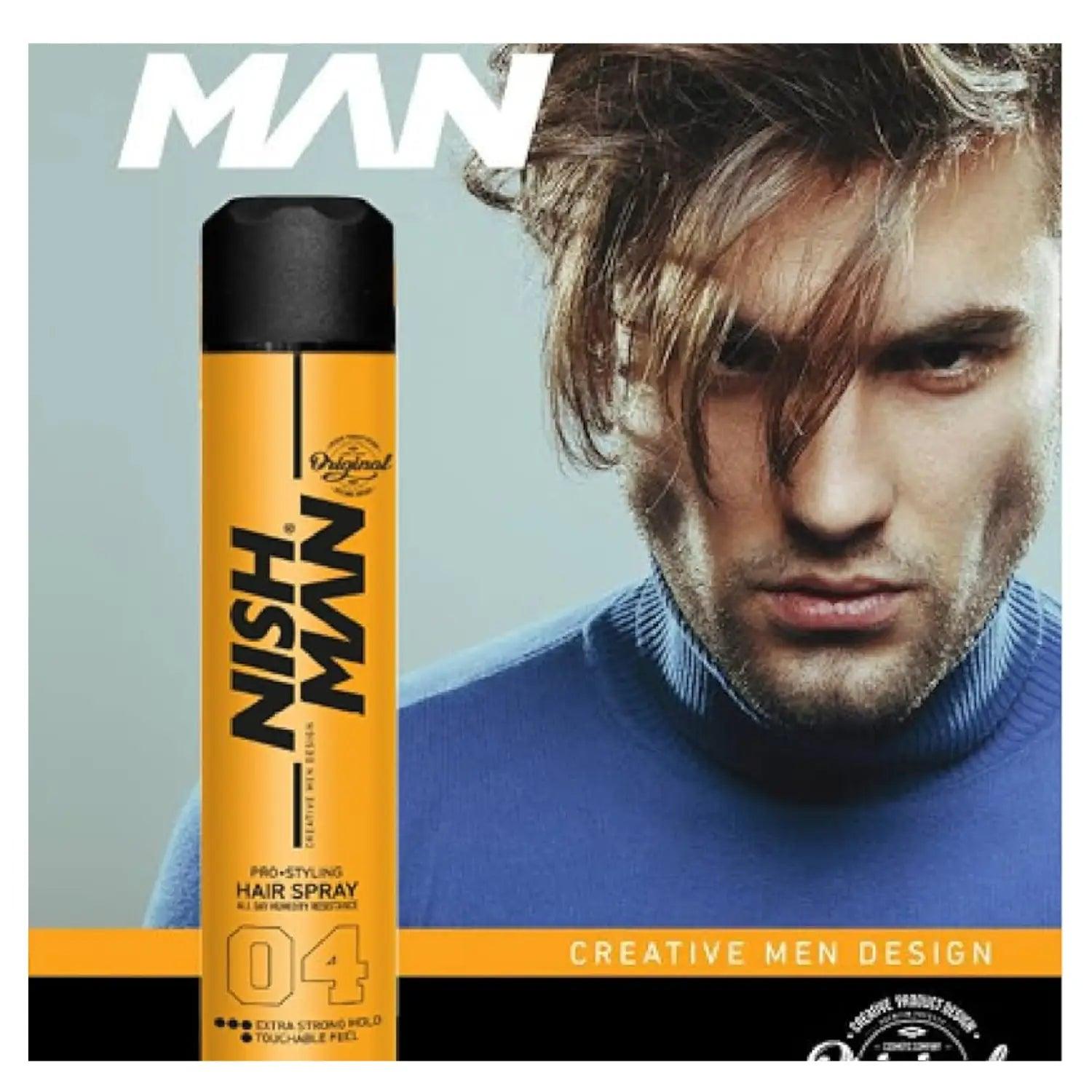 Laca NishMan Pro Styling Hair Spray 04 Extra Duro 400 ML - Fijadores para el Cabello